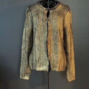 Boston Proper Black and Gold Knit Cardigan